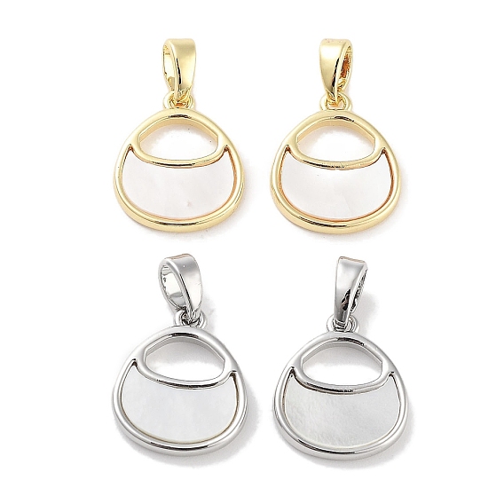 Brass Pave Natural Shell Bag Shape Charms