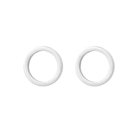 304 Stainless Steel Stud Earrings for Women, Round Ring