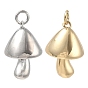 Brass Pendants, Mushroom Charms, Cadmium Free & Lead Free, Rack Plating, Long-Lasting Plated