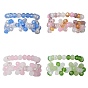 2Pcs 2 Style Glass Braided Beaded Flower Stretch Rings Set for Women