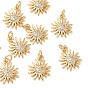 SHEGRACE Brass Micro Pave Cubic Zirconia Pendants, Cadmium Free & Nickel Free & Lead Free, Sun Charms, Clear