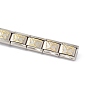 Tile Bracelet, 304 Stainless Steel Rectangle Beaded Stretch Bracelet for Women, Stainless Steel Color