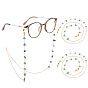 2Цепочки из сплава и драгоценных камней для очков, с застежками-клешнями и резиновыми петлями на концах