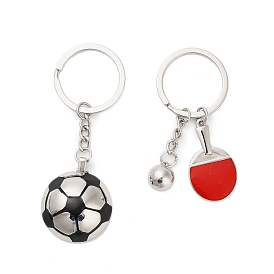 Брелки из цинкового сплава, с железными кольцами и фурнитурой из ПВХ, платина