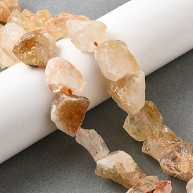 Нагретые нити из натуральных цитриновых бусин, грубый необработанный камень, самородки