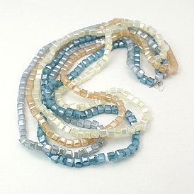 Electroplate Glass Beads Strands, Imitation Jade, Faceted Cube