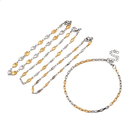 Titanium Steel Link Chain Bracelets for Women Men, Real 18K Gold Plated & Stainless Steel Color