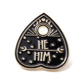 He Him Word Enamel Pin, Spade Alloy Badge for Backpack Clothes, Golden