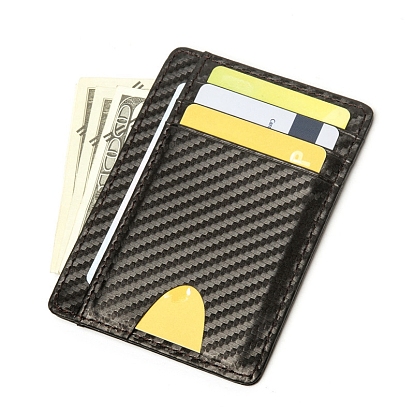 Carbon Fiber Stripe Microfiber Card Case, Slim Minimalist Card Holder for Men, Rectangle