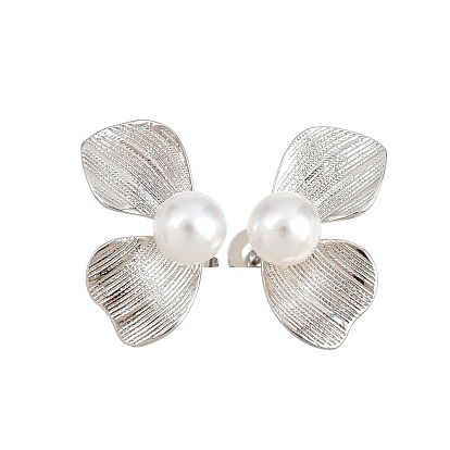 Серьги-гвоздики из латуни в форме листа, с абс пластмассовой имитационной жемчужиной, без кадмия и без свинца, стойки покрытие, долговечный