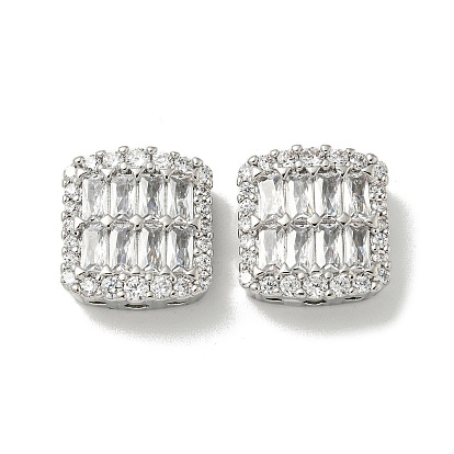 Brass Pave Clear Cubic Zirconia Multi-Strand Links, Cadmium Free & Nickel Free & Lead Free, Square