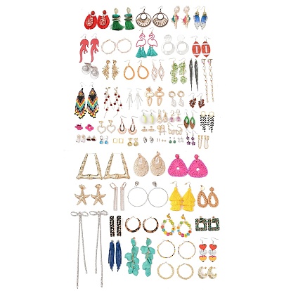 Kit de boucles d'oreilles pendantes en laiton et alliage, formes mixtes