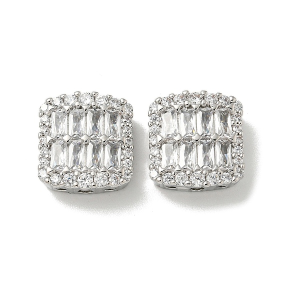 Brass Pave Clear Cubic Zirconia Multi-Strand Links, Cadmium Free & Nickel Free & Lead Free, Square