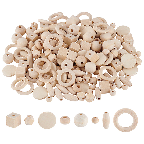 240 шт. 8 стили из натурального необработанного дерева бусины