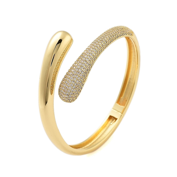 Стойкие латунные микро-паве прозрачные браслеты с кубическим цирконием и открытыми манжетами для женщин, без кадмия и без свинца, долговечный