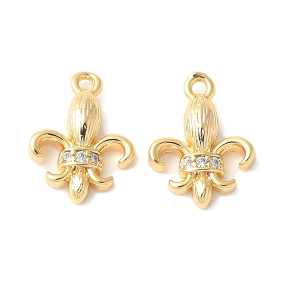 Латунные микропаве прозрачные подвески с фианитом, Флер де Лис прелести, стойки покрытие, прочное покрытие, без никеля 