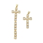 Rack Plating Cross Brass Micro Pave Cubic Zirconia Pendants, Cadmium Free & Lead Free, Long-Lasting Plated, Real 18K Gold Plated