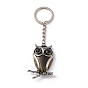 Owl Natural & Synthetic Gemstone Pendant Keychain, with Alloy & Iron Findings