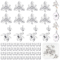 14Pcs Brass Stud Earring Findings, Flower, with Loop, Nickel Free, with 14Pcs Rack Plating Brass Friction Ear Nuts