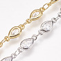 Cubic Zirconia Handmade Beaded Chains, Soldered, with Brass Findings, Drop