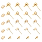 30Pcs 5 Styles 304 Stainless Steel Ball Post Stud Earring Findings, with Loop and 316 Surgical Stainless Steel Pin, with Ear Nuts, Earring Backs