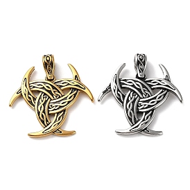 Ion Plating(IP) 304 Stainless Steel Pendants, Triple Horn Charm