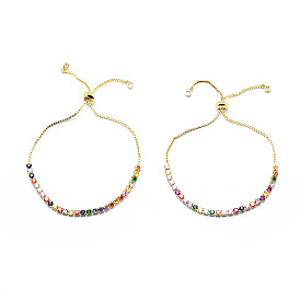 Латунные кубические циркониевые браслеты боло для тенниса, браслеты с цепочками слайдер