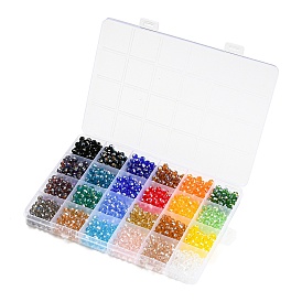 1008Pcs 24 Color Transparent Glass Bead, AB Color Plated, Faceted, Rondelle