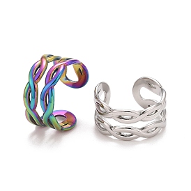 304 Stainless Steel Hollow Chunky Open Cuff Ring for Women