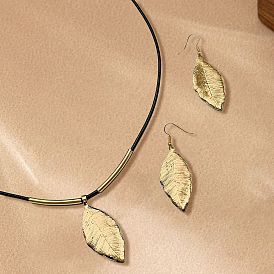 Комплекты из литого сплава серег и ожерелий с подвесками, ожерелья из восковой веревки для женщин