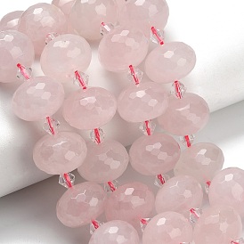 Природного розового кварца нитей бисера, рондель, граненые, со стеклянными бусинами