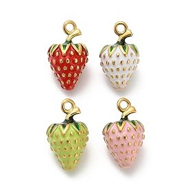 304 нержавеющей стальной эмали подвески, клубника, ионное покрытие (ip), реальный 18 k позолоченный