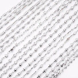 304 Stainless Steel Link Chains Necklaces, with Lobster Claw Clasps, Mixed Shapes