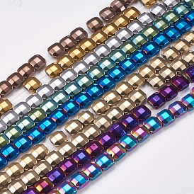 Electroplated Non-magnetic Synthetic Hematite Beads Strands, Faceted, Square