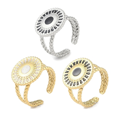 Ионное покрытие (ip) 304 плоские круглые манжеты с эмалью из нержавеющей стали, кольца на пальцах, открытые кольца для женщин