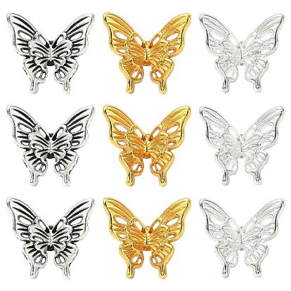 30 шт 3 цвета бусины из сплава тибетского стиля, бабочка