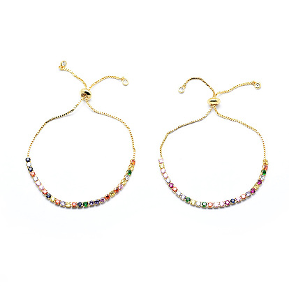 Латунные кубические циркониевые браслеты боло для тенниса, браслеты с цепочками слайдер