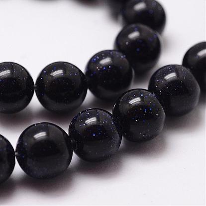 Blue Goldstone Beads Strands, Round