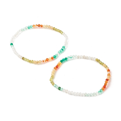 3 mm natürlich gemischte Edelsteine runde Perlen Stretch-Armband für Frauen