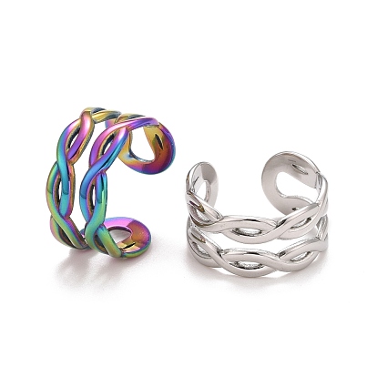 304 Stainless Steel Hollow Chunky Open Cuff Ring for Women