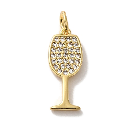 Кубические подвески из латуни с микропаве, реальный 18 k позолоченный, Мартини чары, бокал прелести, без кадмия и без свинца