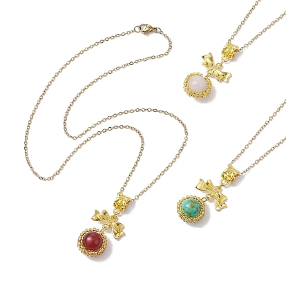 304 Stainless Steel Necklaces,  Natural & Synthetic Gemstone and Alloy Charms