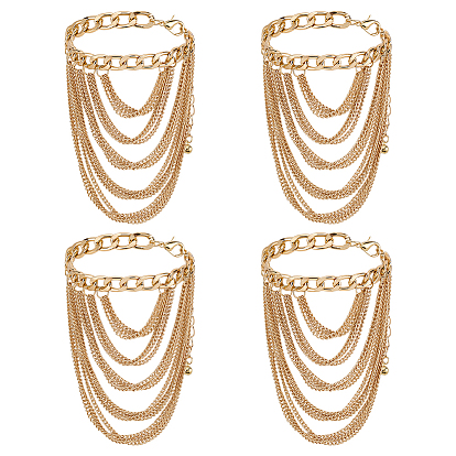4шт. многослойные цепочки из сплава с кисточками для украшения каблуков на щиколотку для женщин