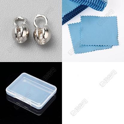 925 embouts de perles en argent sterling avec tissu en daim carré chiffon de polissage en argent