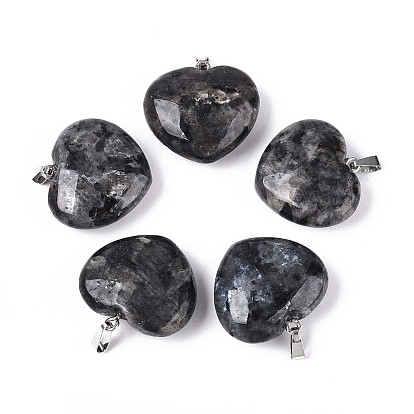 Природные каменные подвески, сердце прелести, с 201 защелкой из нержавеющей стали на поручнях, цвет нержавеющей стали