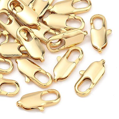 SHEGRACE Brass Lobster Claw Clasps, Cadmium Free & Nickel Free & Lead Free, Long-Lasting Plated, Oval