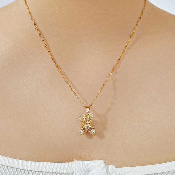 Очаровательные латунные ожерелья с подвеской в виде медведя из прозрачного кубического циркония, идеальный подарок на день святого валентина