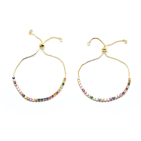 Латунные кубические циркониевые браслеты боло для тенниса, браслеты с цепочками слайдер