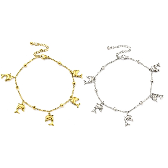 304 цепочки из нержавеющей стали, браслеты с подвесками в виде дельфинов