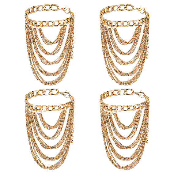 4шт. многослойные цепочки из сплава с кисточками для украшения каблуков на щиколотку для женщин